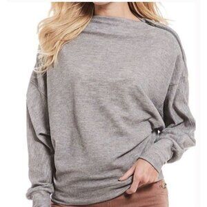 We the Free Nikala Gray Zip Drop Shoulder Dolman‎ Sleeve Shirt